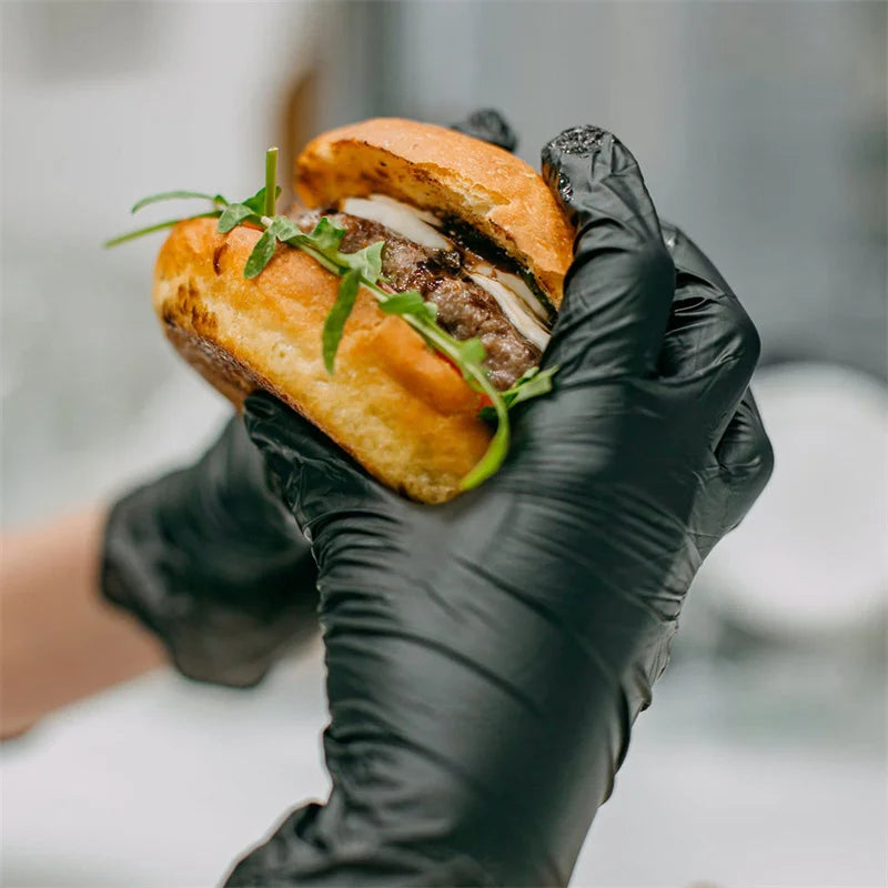 Guantes de nitrilo negros, guantes de limpieza para el hogar duraderos y gruesos, guantes para lavar platos, tatuajes para teñir el cabello en el jardín, 20/50/100 Uds.