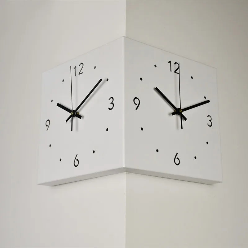 Reloj de pared de doble esquina, decoración del hogar, sala de estar, reloj de pared moderno y creativo, reloj de pared de esquina solar a la moda