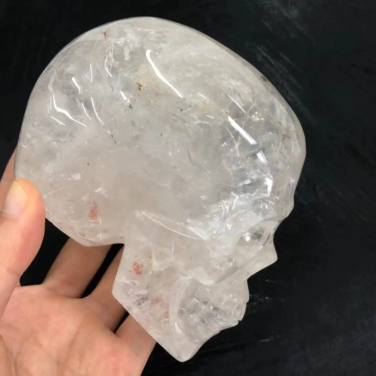 1.0-1.2kg Natural Stones Crystal Skull Statue clear Quartz Stone Carved Energy Ore Mineral Healing Crystals Figurine Home Decore