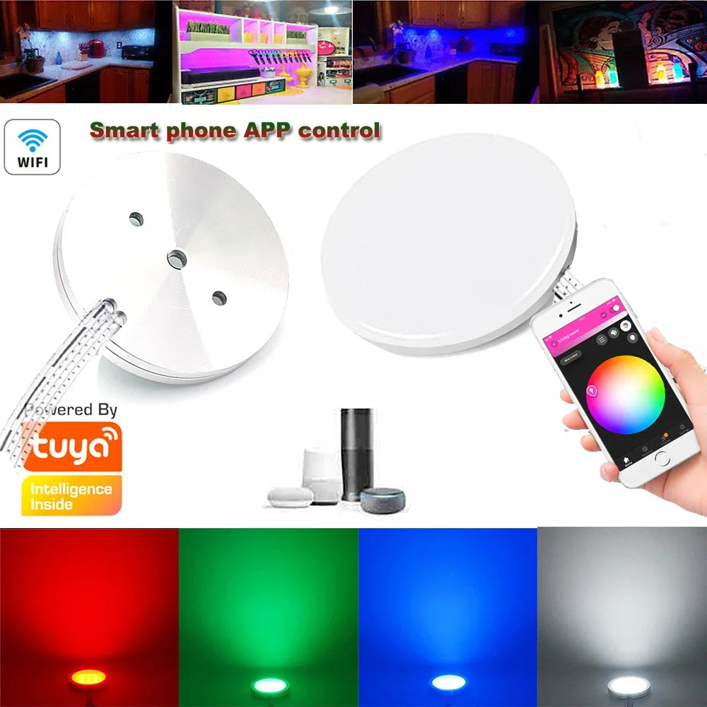 Aluminum Wifi tuya Control RGB LED Under Cabinet Lighting Dimming Kitchen Counter Furniture Lighting Kit For Alexa Google Home