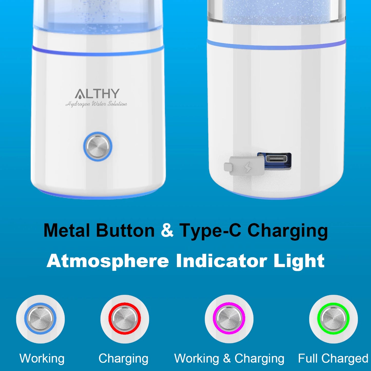 ALTHY – bouteille générateur d'hydrogène moléculaire Premium, DuPont SPE + PEM, fabricant à double chambre + dispositif d'inhalation H2 5000ppB Max