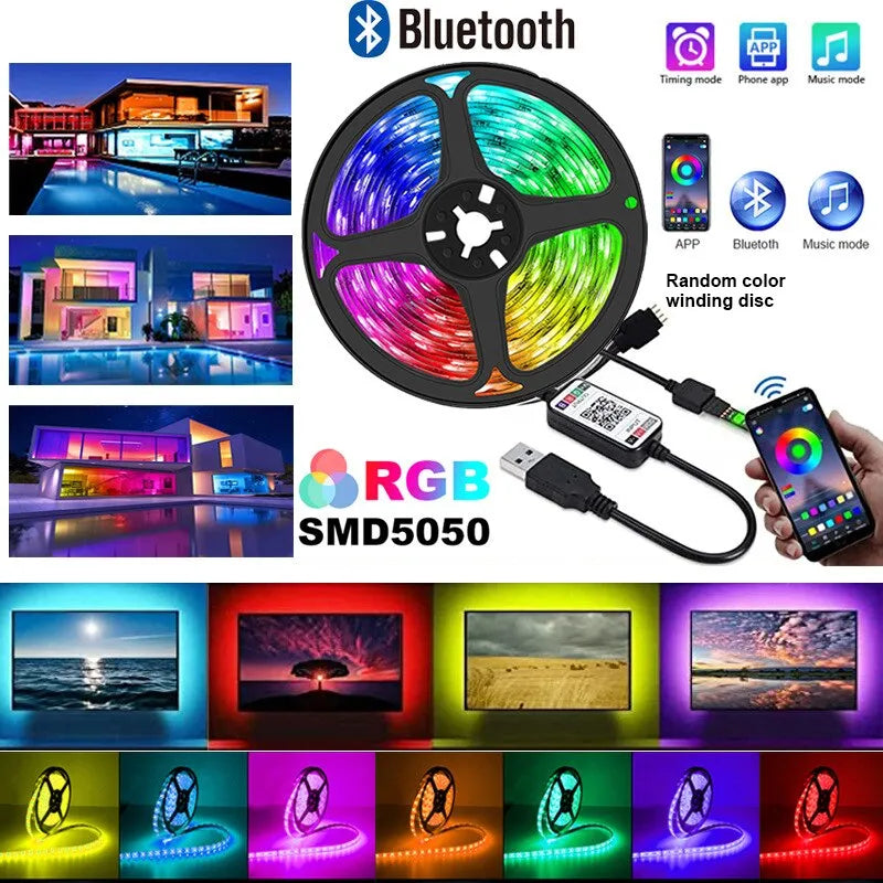 Bandes lumineuses d'ambiance de fond, couleur 5050rgb, Bluetooth, 5v, ensemble de lumières, TV, chevet, barre, lumière d'ambiance