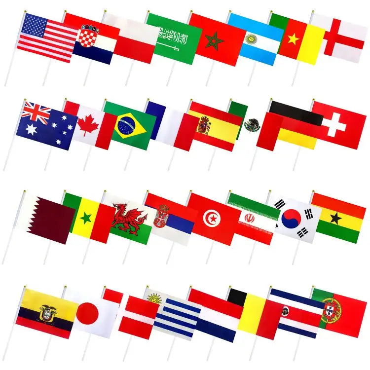 Drapeaux nationaux Ensemble complet de 200 drapeaux du monde entier ou de région 14*21 cm en polyester avec poteaux en plastique