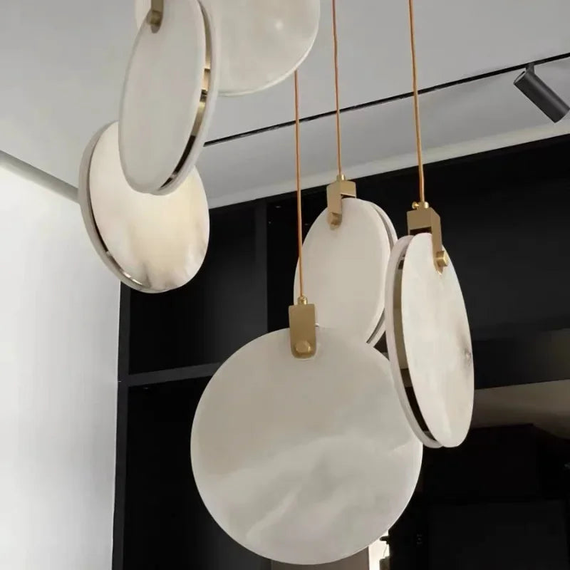 Lampe LED suspendue en marbre au design moderne, luminaire décoratif d'intérieur, idéal pour un salon, une chambre à coucher, une salle à manger, des escaliers, des escaliers ou une cuisine