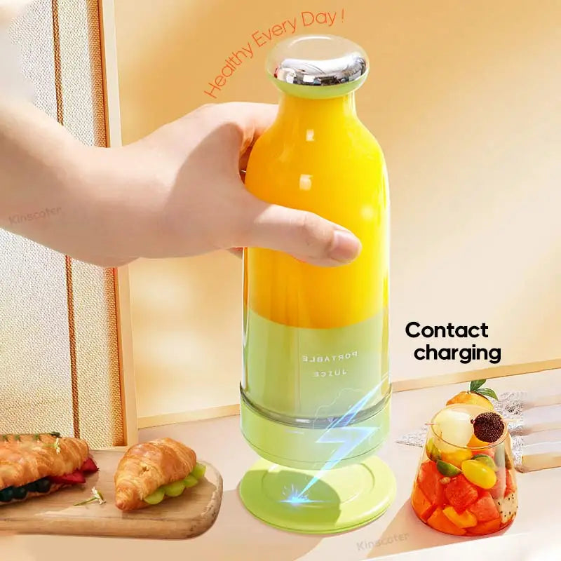 Mélangeurs de jus de fruits portables, Mini bouteille électrique personnelle d'été, maison USB 6 lames, presse-agrumes, Machine mélangeur pour la cuisine