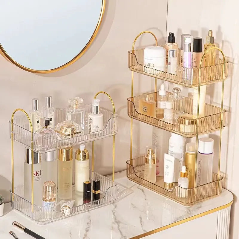 Étagères de rangement de salle de bain, organisateur de cuisine à domicile, support de table pour cosmétiques, soins de la peau, shampoing, rouge à lèvres, parfum, 2 couleurs