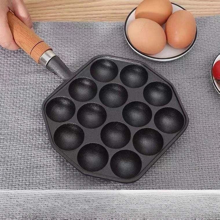 Cuisson Takoyaki Pan 14 trous cadeau crêpe Silicone brosse avec fourchettes maison cuisine professionnelle Induction en fonte cuisinière à gaz