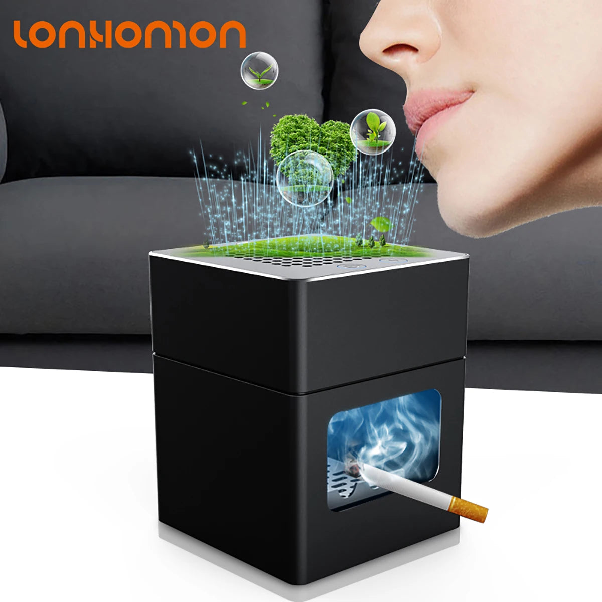 LONHOMON AP078 cendrier purificateur d'air Rechargeable Anti-fumée secondaire cendrier de bureau supprimer les odeurs purificateurs d'air à la maison