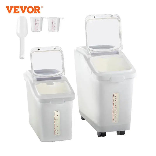 VEVOR Multi-Size Dry Ingredient Storage Bin with Shovel Caster Dustproof Healthy Soybeans Restaurant Kitchen Commercial Home Use