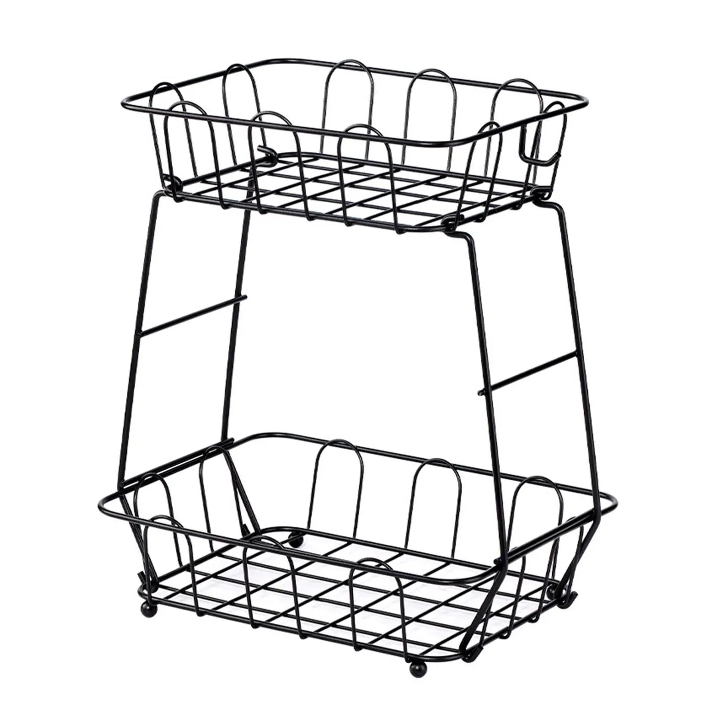 Fruit Storage Basket Dual Tier Small Item Storage Rack Bread Basket Vegatable Storage Stand for Dining Table Countertop Kitchen