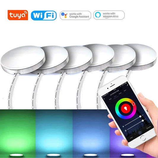 Aluminio Wifi tuya Control RGB iluminación LED inferior para vitrina atenuación cocina muebles para encimera Kit de iluminación para Alexa Google Home