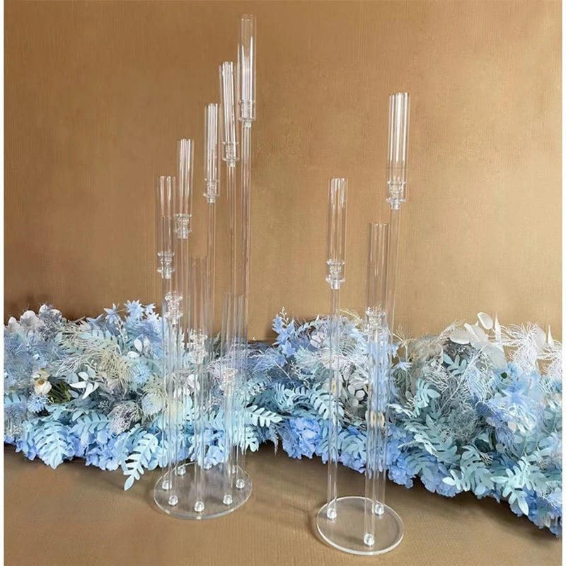 Candelabros de centro de mesa para decoración de bodas, candelabros acrílicos transparentes para bodas, eventos y fiestas, 2 uds., 5 uds., 10 Uds.