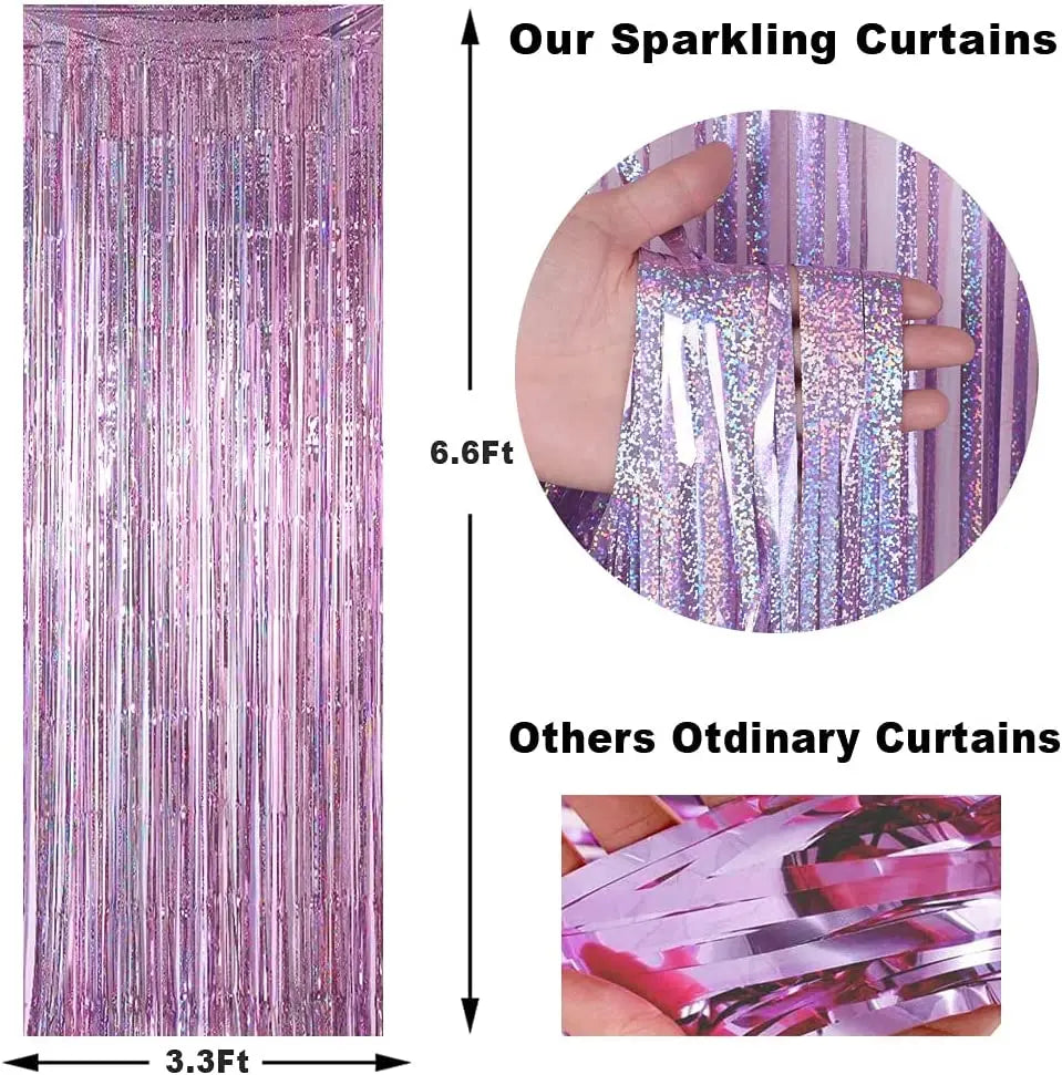 2 Meters Party Backdrop Curtains Glitter Gold Tinsel Fringe Foil Curtain Birthday Wedding Decoration Adult Anniversary Decor