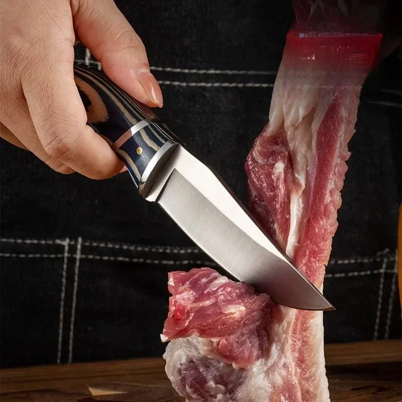 1 cuchillo de cocina de acero inoxidable, funda para cuchillo de bolsillo EDC portátil para frutas, cuchillo para cortar carne para cocina, adecuado para el hogar y la barbacoa