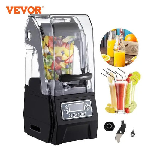 VEVOR Black/White Self-Cleaning Ice Smoothie Blenders Countertop Silent Sound Shield Juicer Fruit Processor Crusher for Kitchen