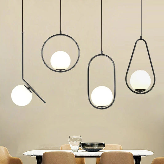 Lampe suspendue en métal au design moderne, luminaire décoratif d'intérieur, idéal pour un Loft, une cuisine, un îlot de cuisine, noir ou blanc, luminaire décoratif de plafond, idéal pour un Loft ou une chambre à coucher