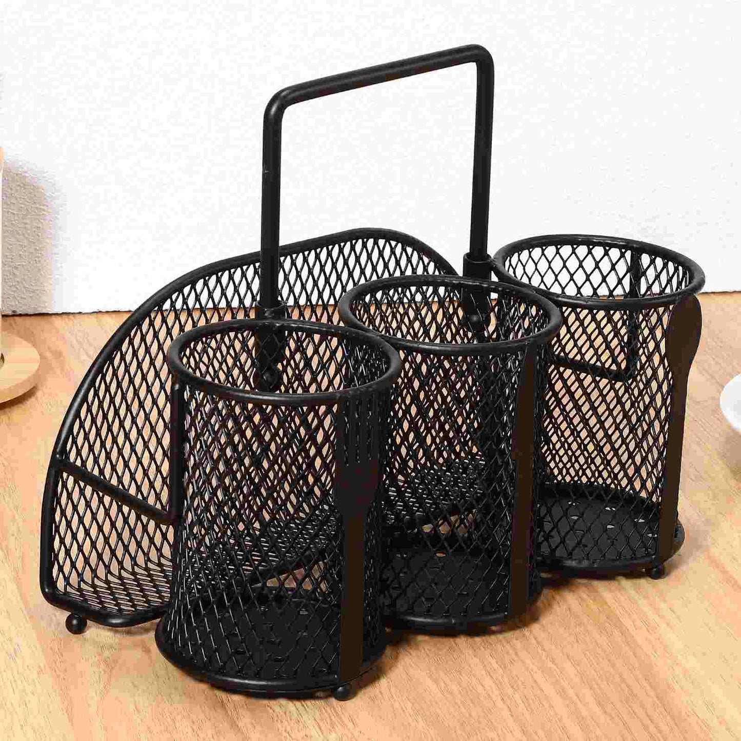 Outdoor Picnic Tableware Storage Box Cutlery Holder Silverware Kitchen Gadget Metal Small Items Iron Basket