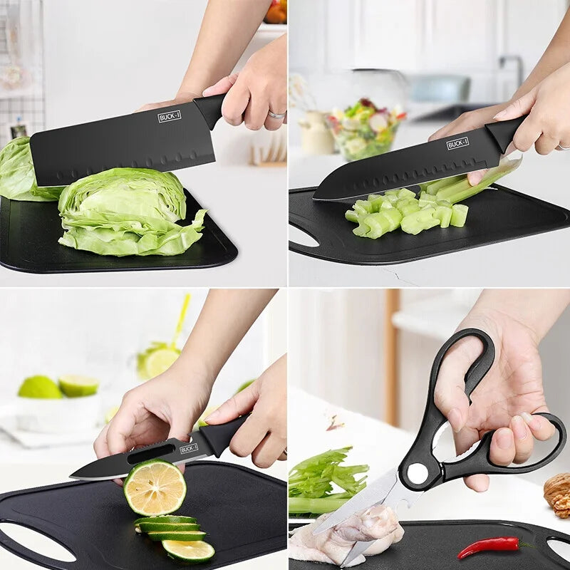 Ensemble de couteaux de cuisine en acier inoxydable, ensemble de couteaux de Chef antirouille pour la maison, ensemble de couteaux d'office pour fruits avec boîte cadeau, ensemble de Gadgets de cuisine 5 pièces