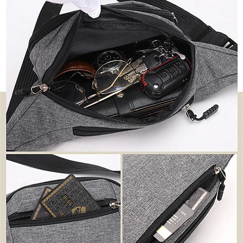 Sac de poitrine imperméable pour hommes, sac de sport de plein air, pochette en toile, sac de taille de style coréen, pochette banane à bandoulière, sac banane