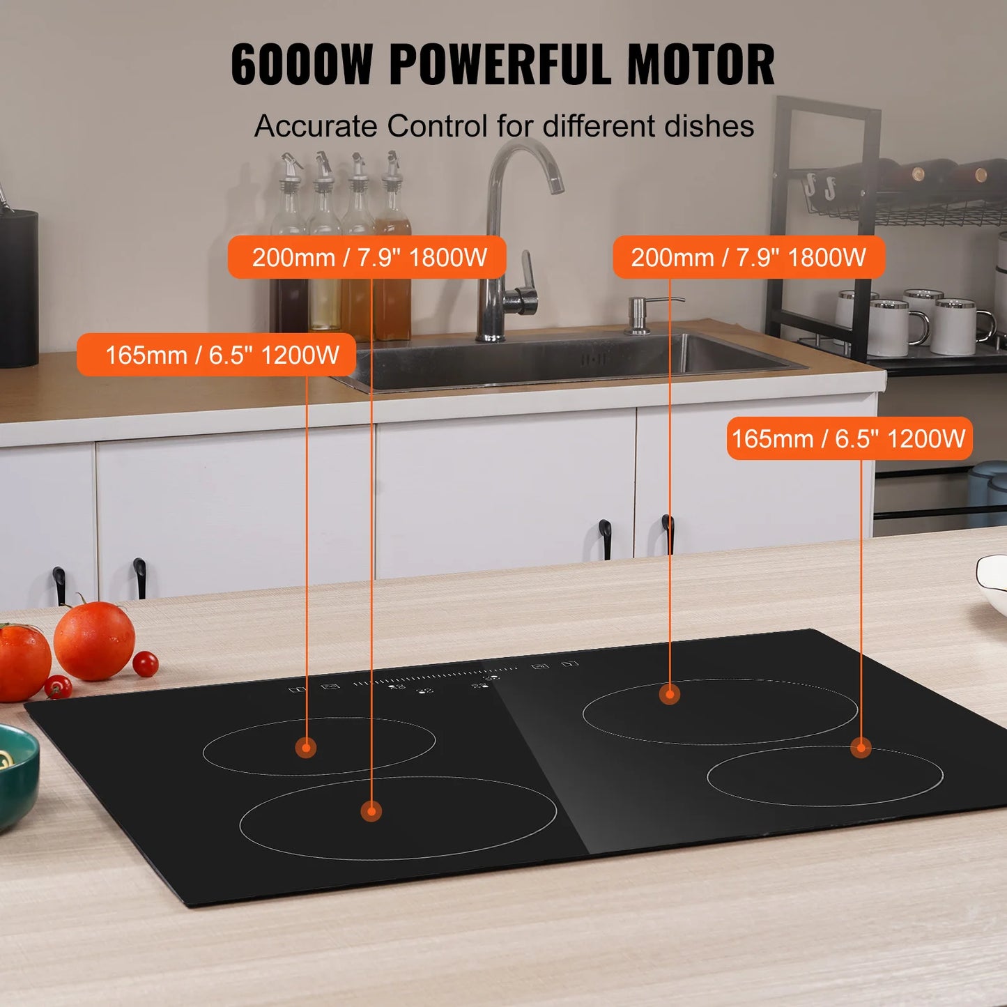 VEVOR – cuisinière à Induction intégrée, 2/4/5 brûleurs, plaque de cuisson électrique en verre céramique 12/24/30 pouces, pour la cuisine domestique et commerciale