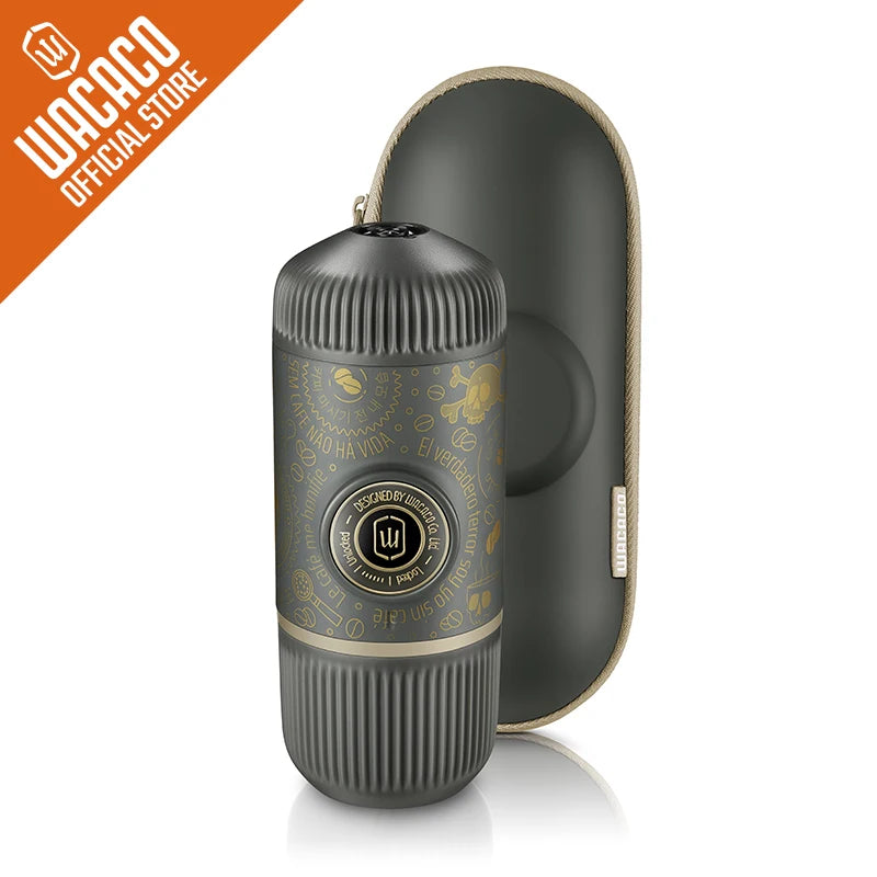 WACACO Nanopresso Dark Souls, cafetera espresso portátil, incluida con funda protectora, versión actualizada de Minipresso