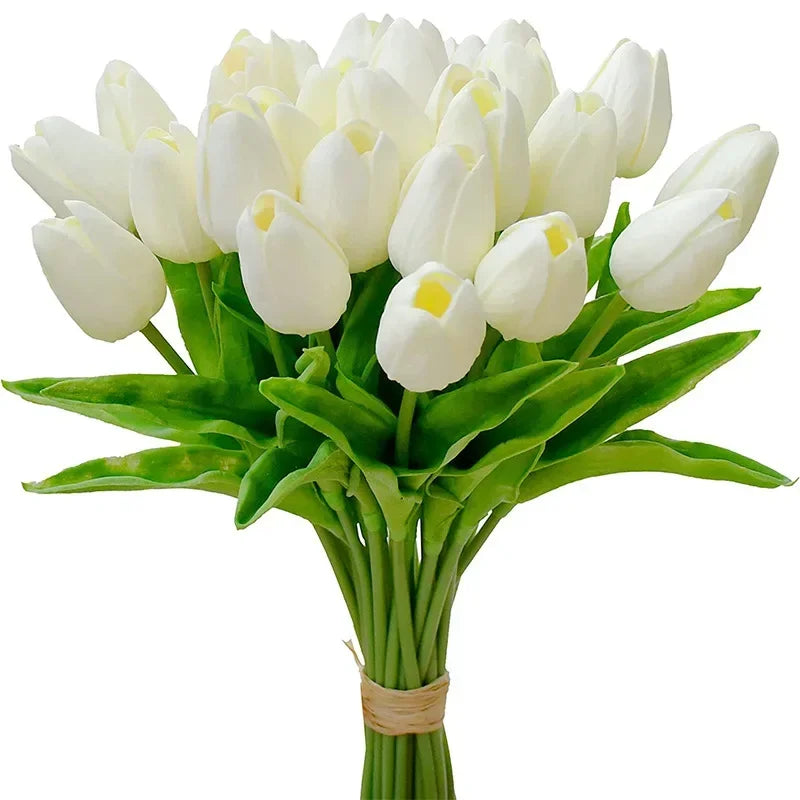 Ramo de flores de tulipán artificiales, flor falsa de espuma de PE de tacto Real para decoración de boda, decoración de jardín y hogar, 5/10 Uds.