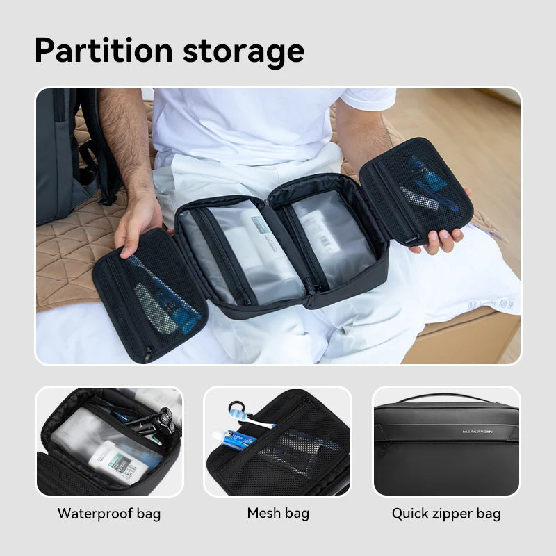 Travel Toiletry Bag Men's Business Trip Gods Dry Wet Separation Fitness Bath Bag Waterproof Makeup Storage Bag L_MR86 Wash Bag