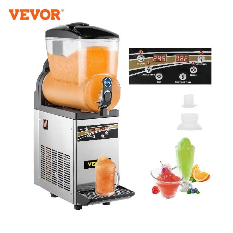 VEVOR 15L Singel Tank máquina de hielo aguanieve helado nieve batido bebida Granita fabricante de acero inoxidable para negocios comerciales