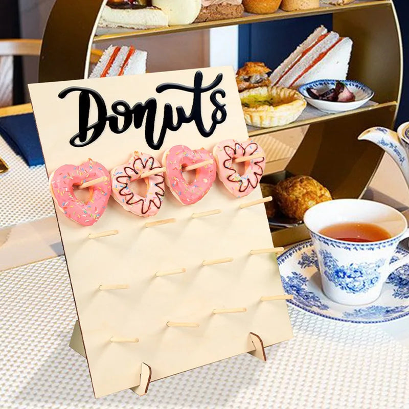 Wedding Decoration Wooden Donut Stand Wall Dessert Doughnut Table Holder Wedding Mariage Supplies Kid Birthday Party Baby Shower