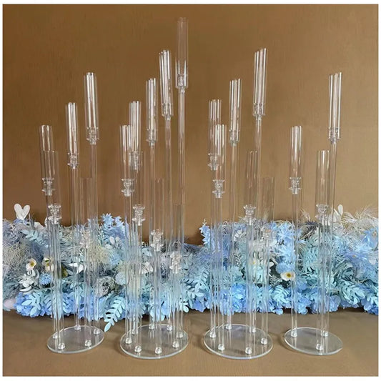 Candelabros de centro de mesa para decoración de bodas, candelabros acrílicos transparentes para bodas, eventos y fiestas, 2 uds., 5 uds., 10 Uds.