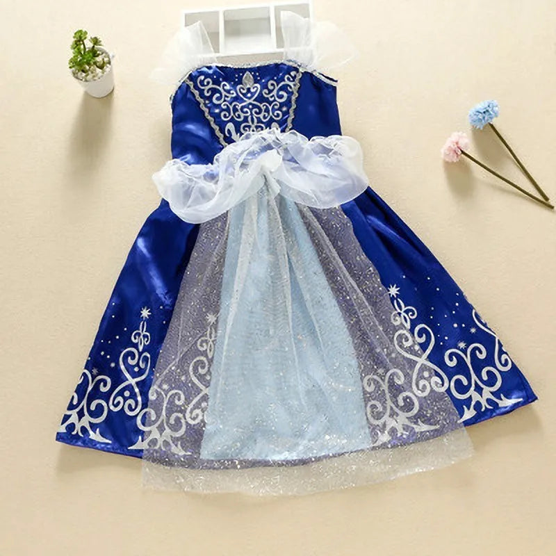 Vestido de princesa para niñas, Cenicienta, Blancanieves, Aurora, Sofía, Rapunzel, Cenicienta, disfraz de Halloween, vestido de fiesta de cumpleaños para niños