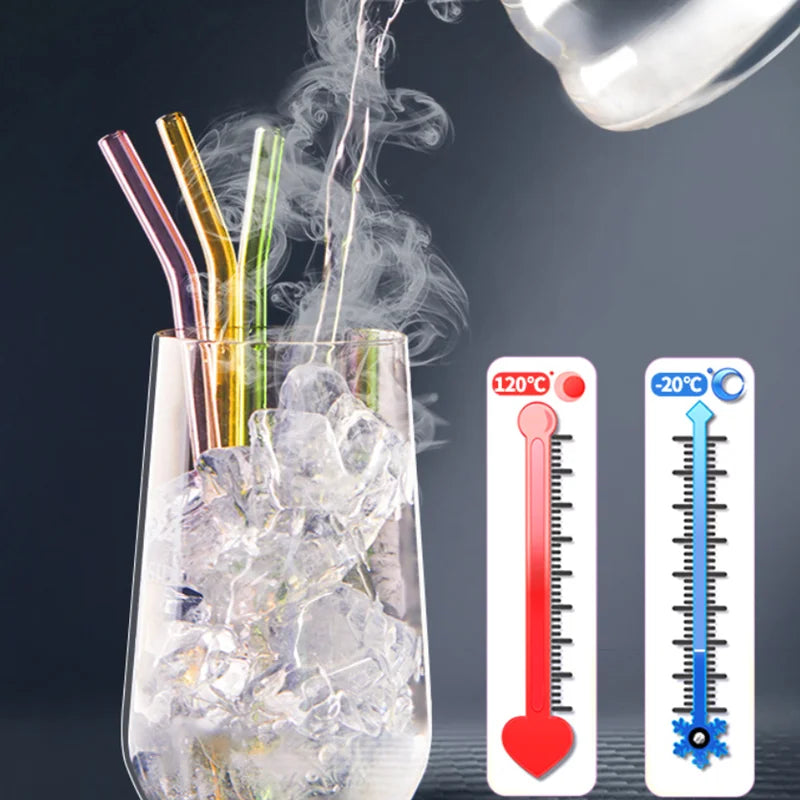 High Borosilicate Glass Straws Eco Friendly Reusable Drinking Straw for Smoothies Cocktails Bar Accessories Straws with Brushes