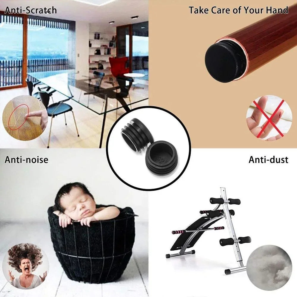 16/32pcs Round Steel Pipe Plastic Hole Plug Insert End Cap Furniture Chair Leg Cover Metal Tubing Alloy Ladder Glide Protection