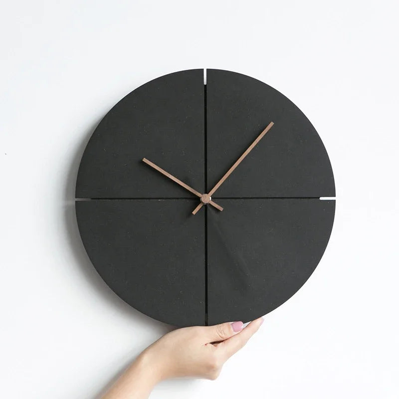 1 Uds. Reloj de pared de madera nórdico minimalista sala de estar cocina personalidad hogar negro silencioso Reloj de pared decoración del hogar