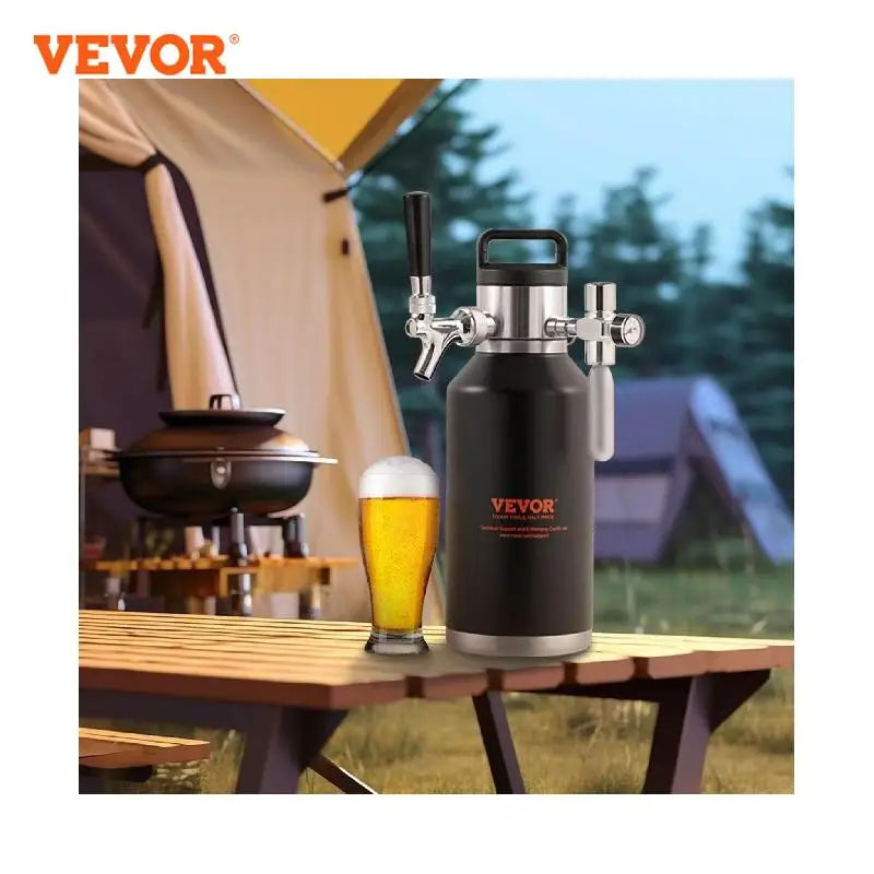 VEVOR Beer Growler Tap System 304 Stainless Steel with Pressure Display Leak-Proof Ring For Draft Homebrew Craft Beer