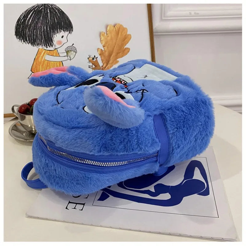 Nueva mochila de felpa de Disney Stitch, Mini mochila 3D de moda de dibujos animados para mujer, mochila escolar bonita de gran capacidad para niños de alta calidad