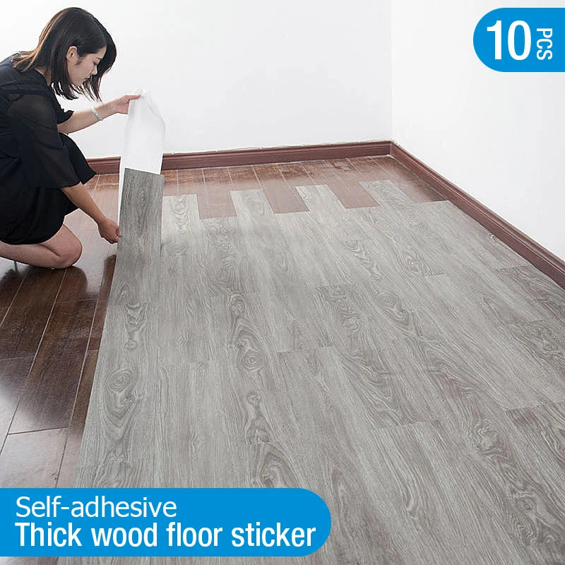 Wood Grain Floor Sticker Nordic Style Foil Bottom Repeated Self-adhesive Waterproof for Living room Toilet Kitchen Home Stickers