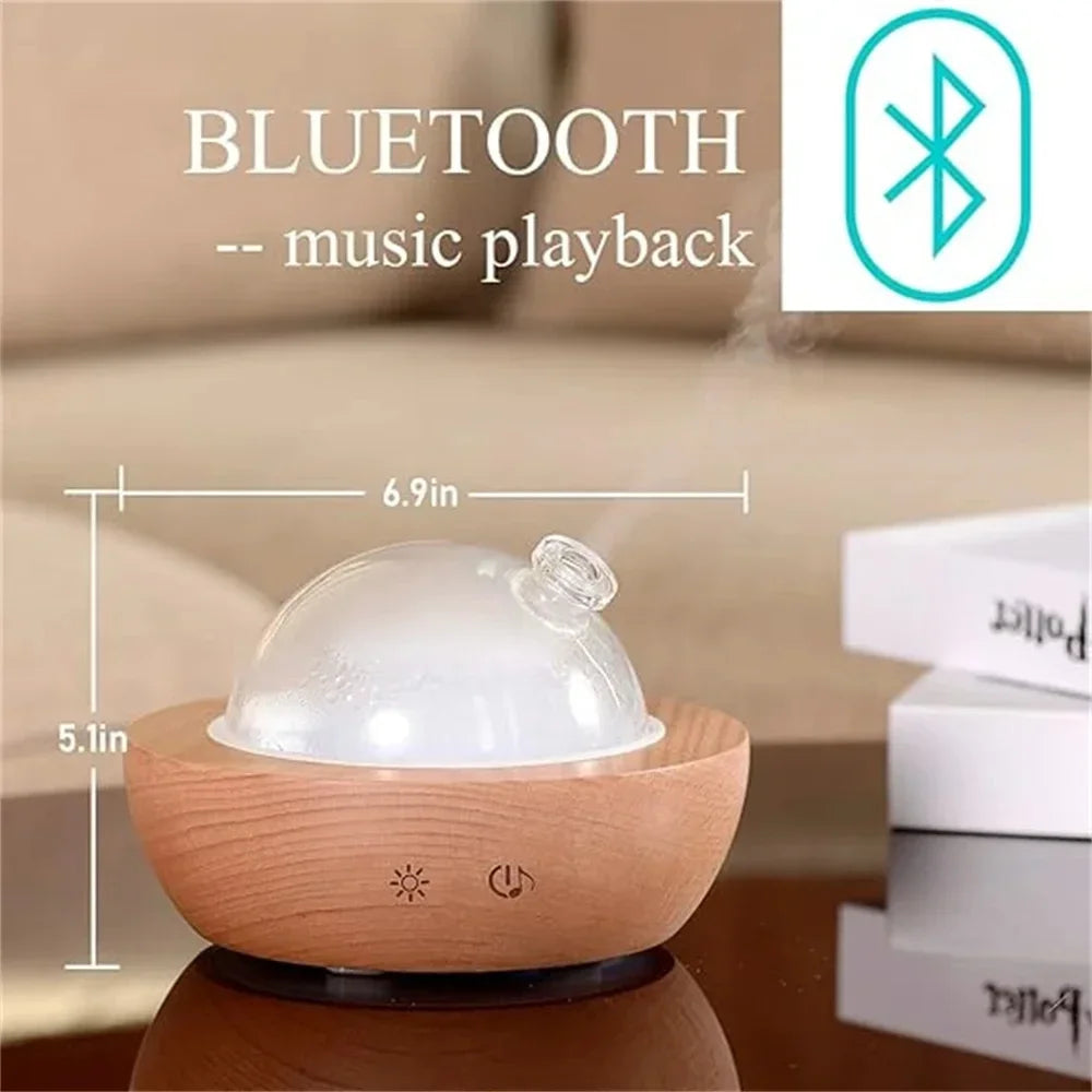 Humidificador difusor de madera, 150ML, pulverizador Bluetooth, Aroma silencioso, gran capacidad, 7 luces nocturnas, máquina de aromaterapia de madera para el hogar