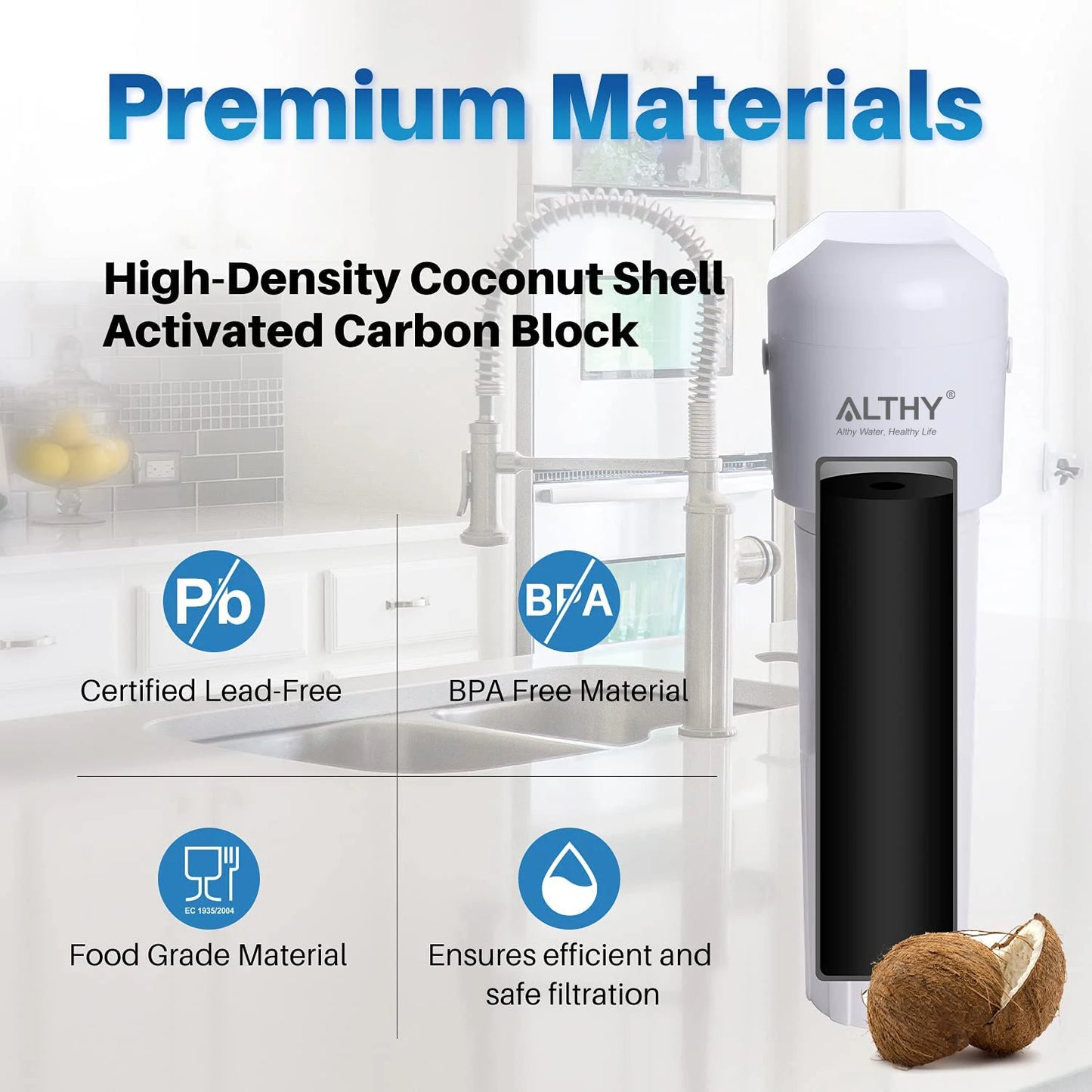 ALTHY-purificador de filtro de agua potable debajo del fregadero, sistema de filtración de agua potable con conexión directa certificado NSF/ANSI