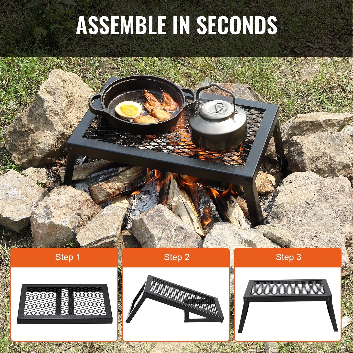 VEVOR 18/24in Barbecue Charcoal Grill Outdoor Home Appliance for Outdoor Cooking Camping Picnics Beach