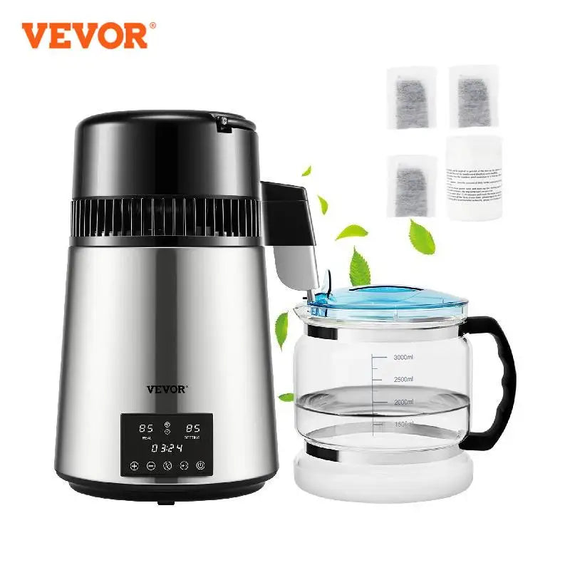 VEVOR-purificador de destilador de agua de 4L, dispensador de filtro, suavizante de botellas para beber, pantalla de doble temperatura, protección contra sobrecalentamiento, electrodoméstico