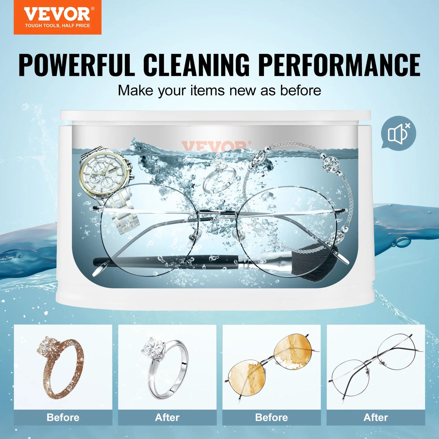 VEOVR 650ml nettoyeur à ultrasons Mini Machine à laver Portable bain à ultrasons dispositifs de nettoyage sonique pour lunettes appareil ménager