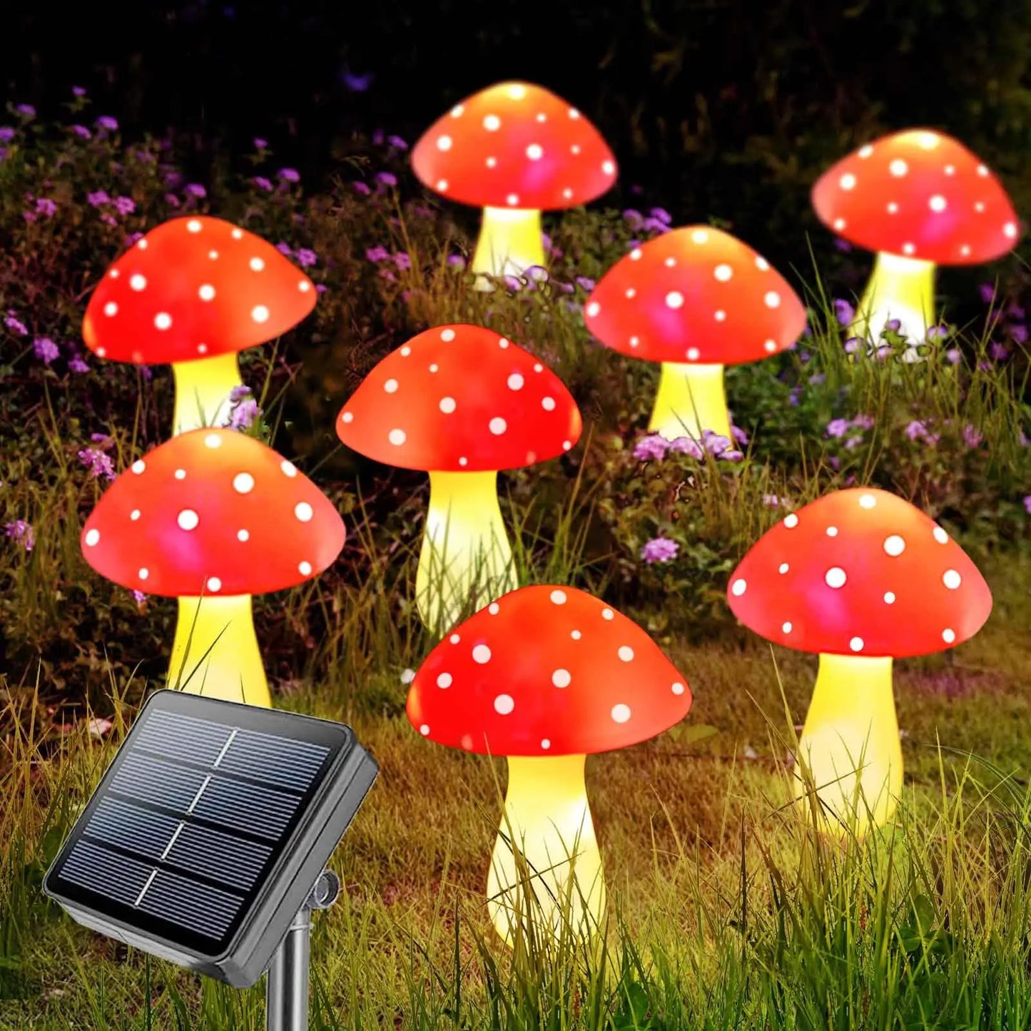 Solar Panel Mushroom Solar Fairy Light Outdoor IP65 Waterproof String Fairy Lamps Garden Pathway Garlands Christmas Decoration