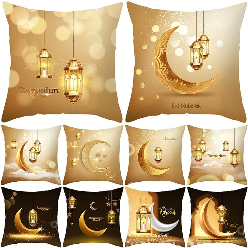 Taie d'oreiller Eid Mubarak, décoration pour la maison, canapé, housse de coussin, décoration islamique du Ramadan Kareem, mosquée musulmane, cadeaux, 2024