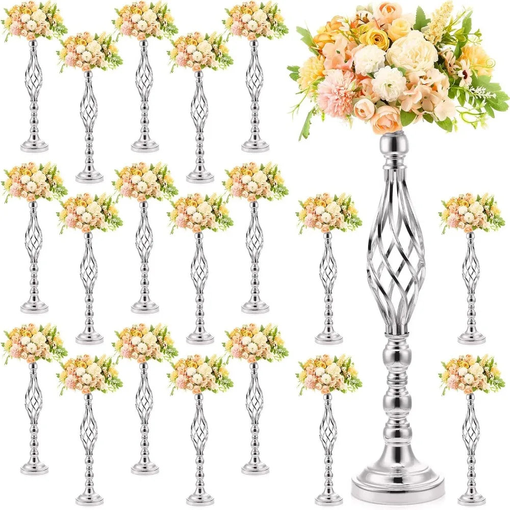 Vase, porte-fleurs en métal de 20 pièces, support de pièce maîtresse de fleur de mariage, vase en métal élégant, vase de décoration de maison