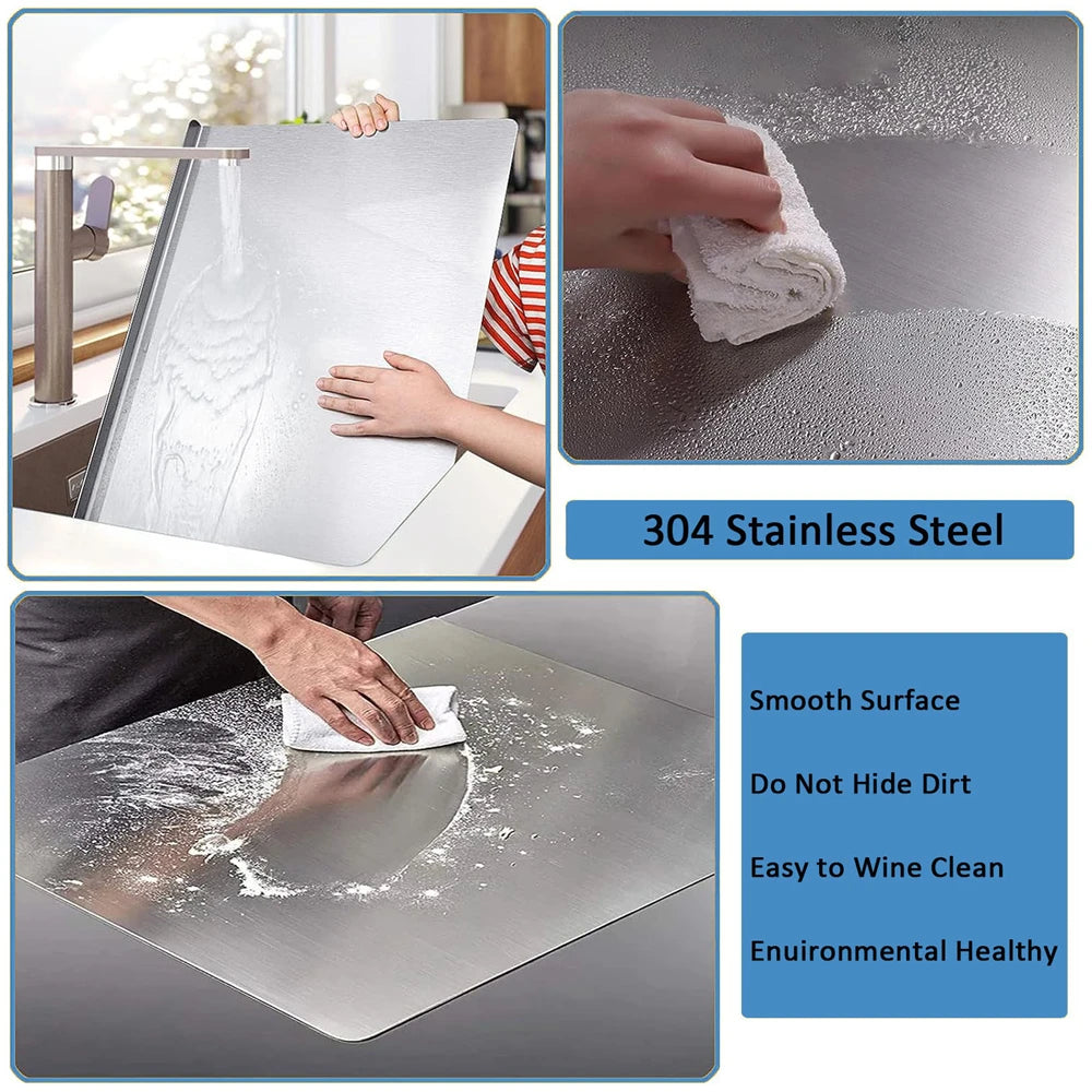 Stainless Steel Cutting Board With Lip Home Pizza Food Chopping Board Pastry Baking Board Countertop Protector Kitchen Gadget