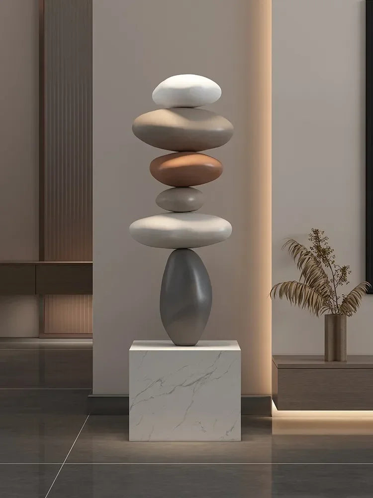 Decoración creativa para el hogar, piedra grande de 80CM, estatua de piedra brillante, escultura de Feng Shui para interiores, decoración creativa para el hogar, accesorios para sala de estar