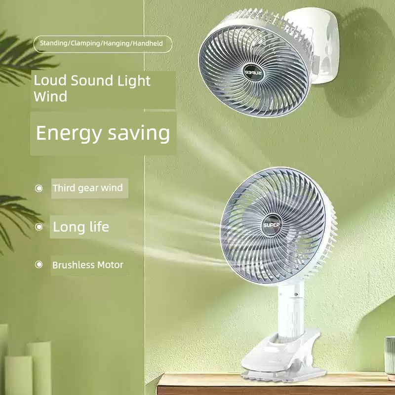 USB Rechargeable Small Fan Mute Wind-Driven Student Dormitory Clip Fan Desktop Office Desktop Fan Handheld