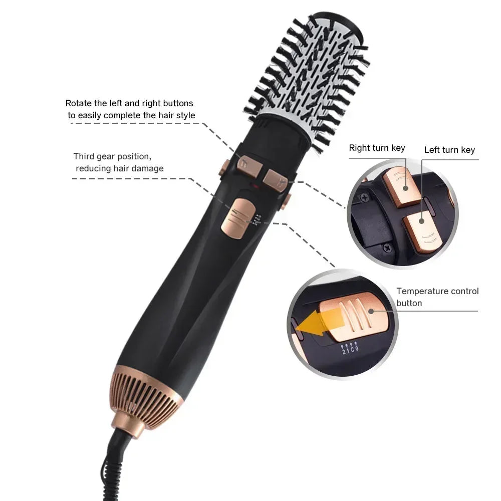 Brosse à Air chaud 4 têtes remplaçables, sèche-cheveux, peigne, souffleur en une étape, lisseur ionique électrique, bigoudi, outils de coiffure, appareil ménager