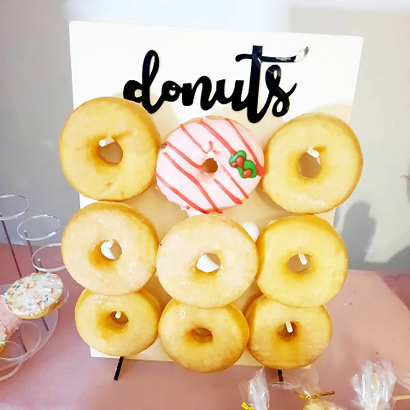 Soporte de madera para Donuts, soportes de pared para tablero de exhibición, decoración para mesa de boda y fiesta de cumpleaños para niños, suministros de baño para bebé